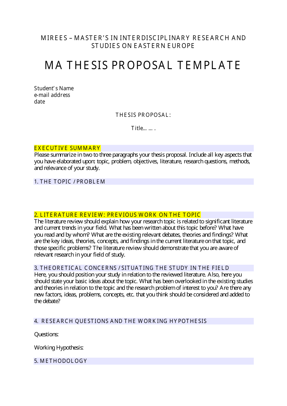 biology master's thesis proposal example