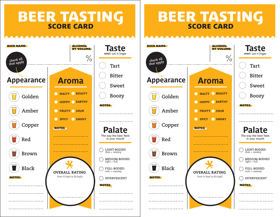 Beer Tasting Score Card Template Download Printable PDF Templateroller