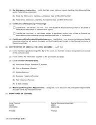 Form 120 Application for Special Admission Pro Hac Vice, and Order Thereon - Oregon, Page 2