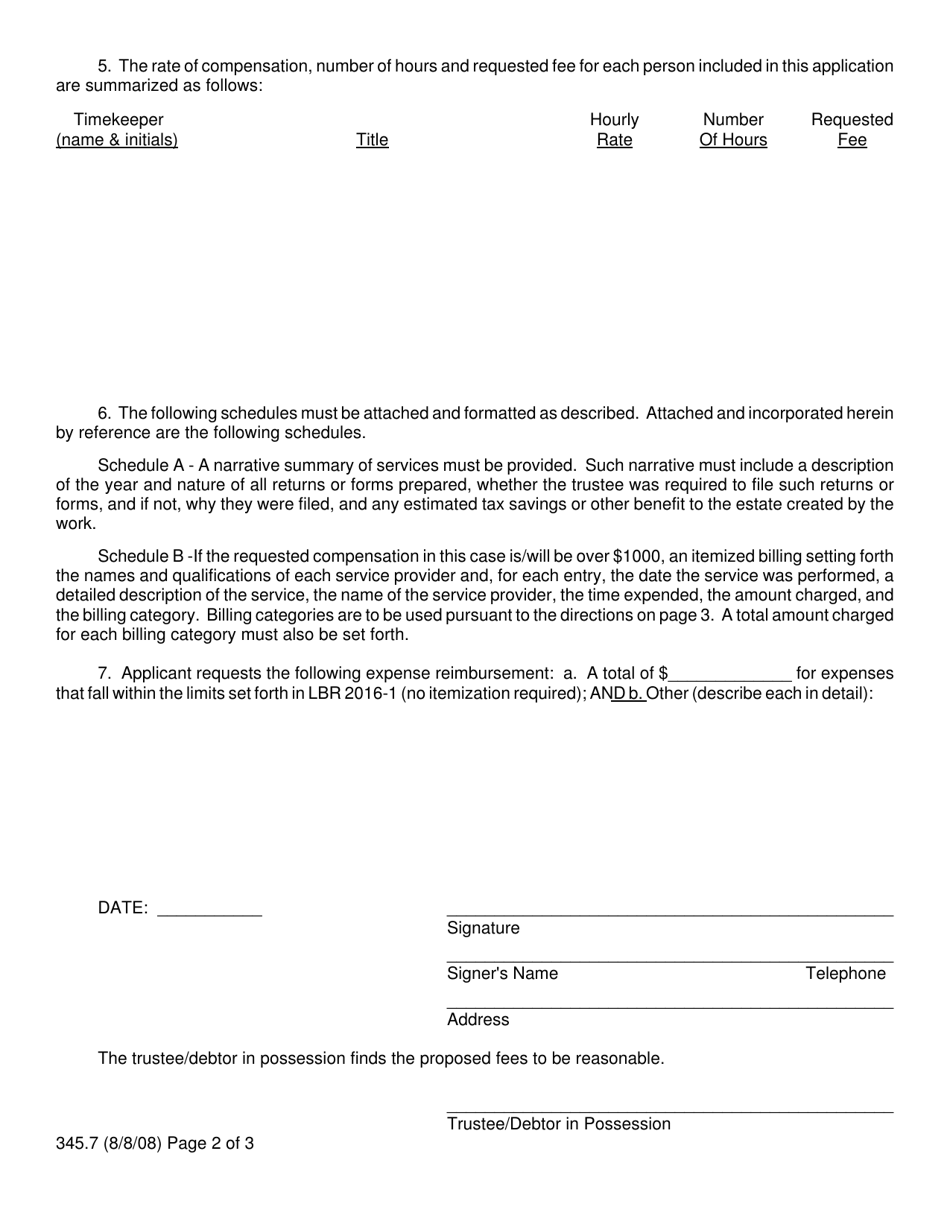 Form 345.7 Application for Interim / Final Accountants Compensation - Oregon, Page 2