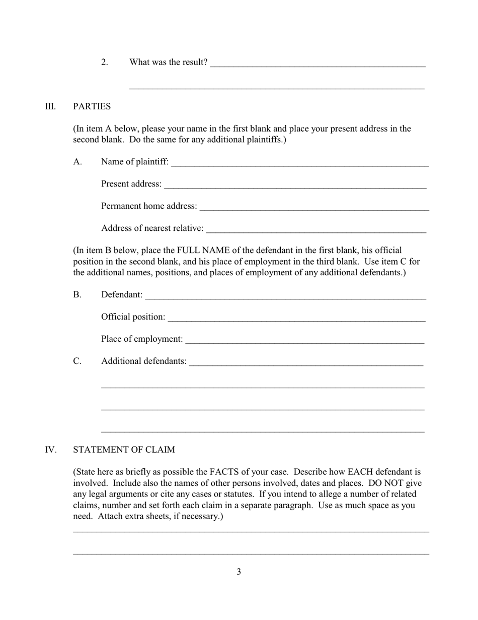 Complaint for Violation of Civil Rights - Tennessee, Page 3