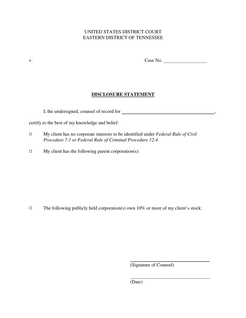 Disclosure Statement - Tennessee, Page 1