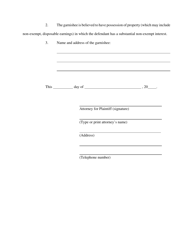 Application for Writ of Continuing Garnishment - Tennessee, Page 2