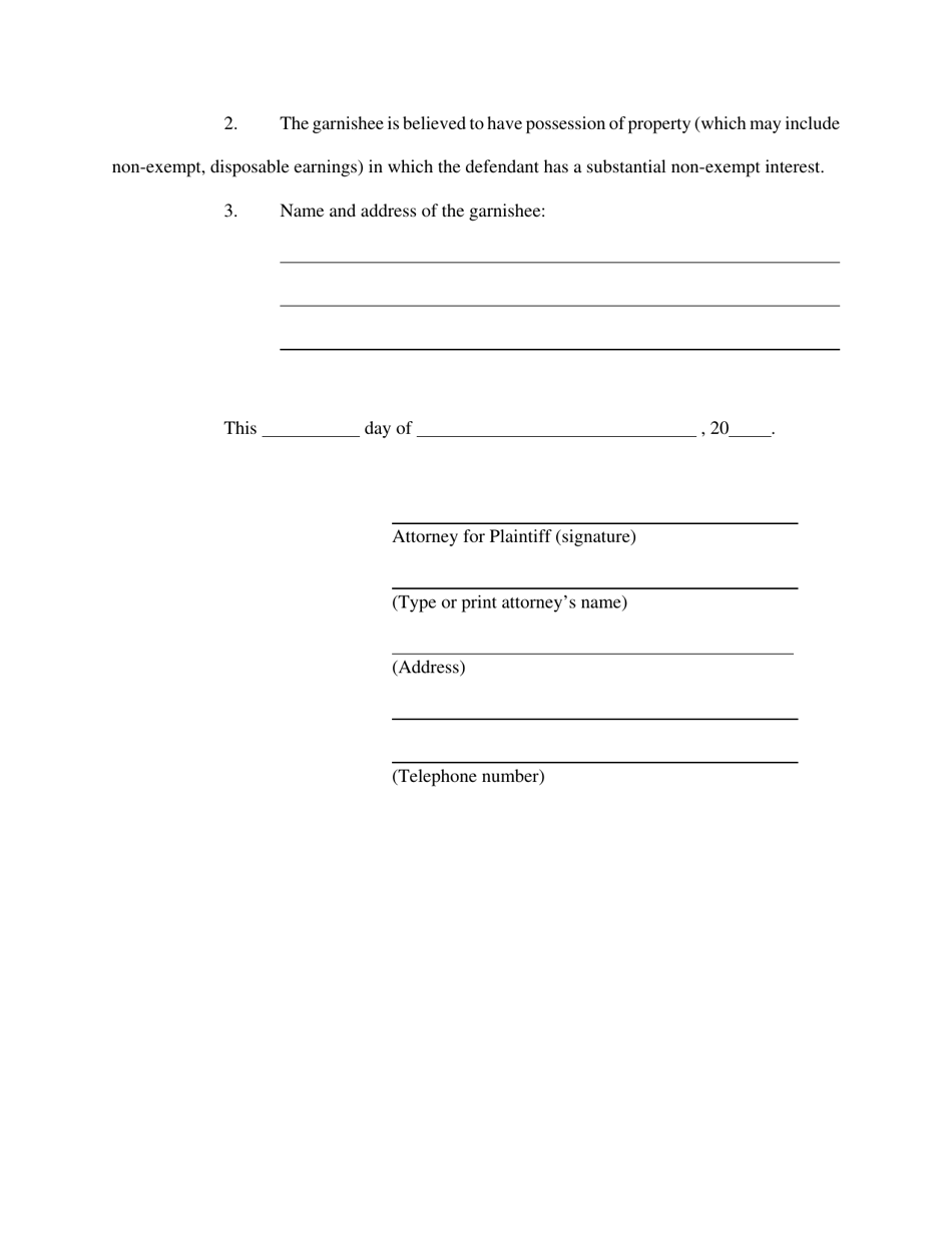 Application for Writ of Garnishment - Tennessee, Page 2