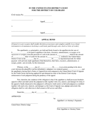 Document preview: Appeal Bond - Cash - Colorado