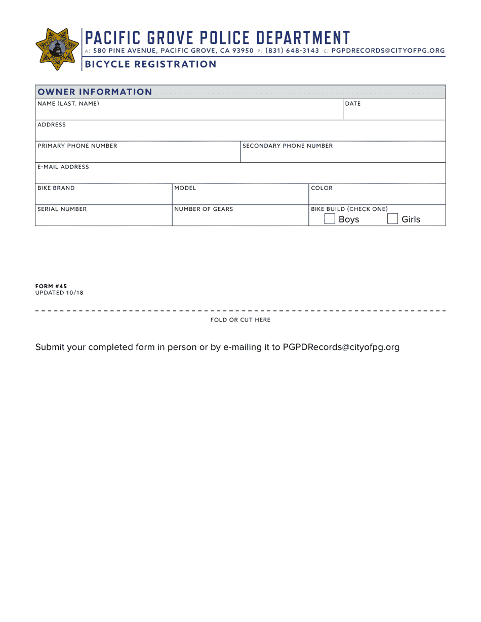 Form 45 - Fill Out, Sign Online and Download Fillable PDF, City of ...