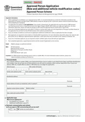 Document preview: Form F1855 Approved Person Application (New and Additional Vehicle Modification Codes) Approved Person Scheme - Queensland, Australia