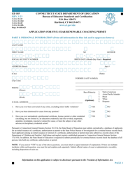 Document preview: Form ED185 Application for Five-Year Renewable Coaching Permit - Connecticut