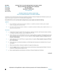Form ED185 Application for Five-Year Renewable Coaching Permit - Connecticut, Page 3