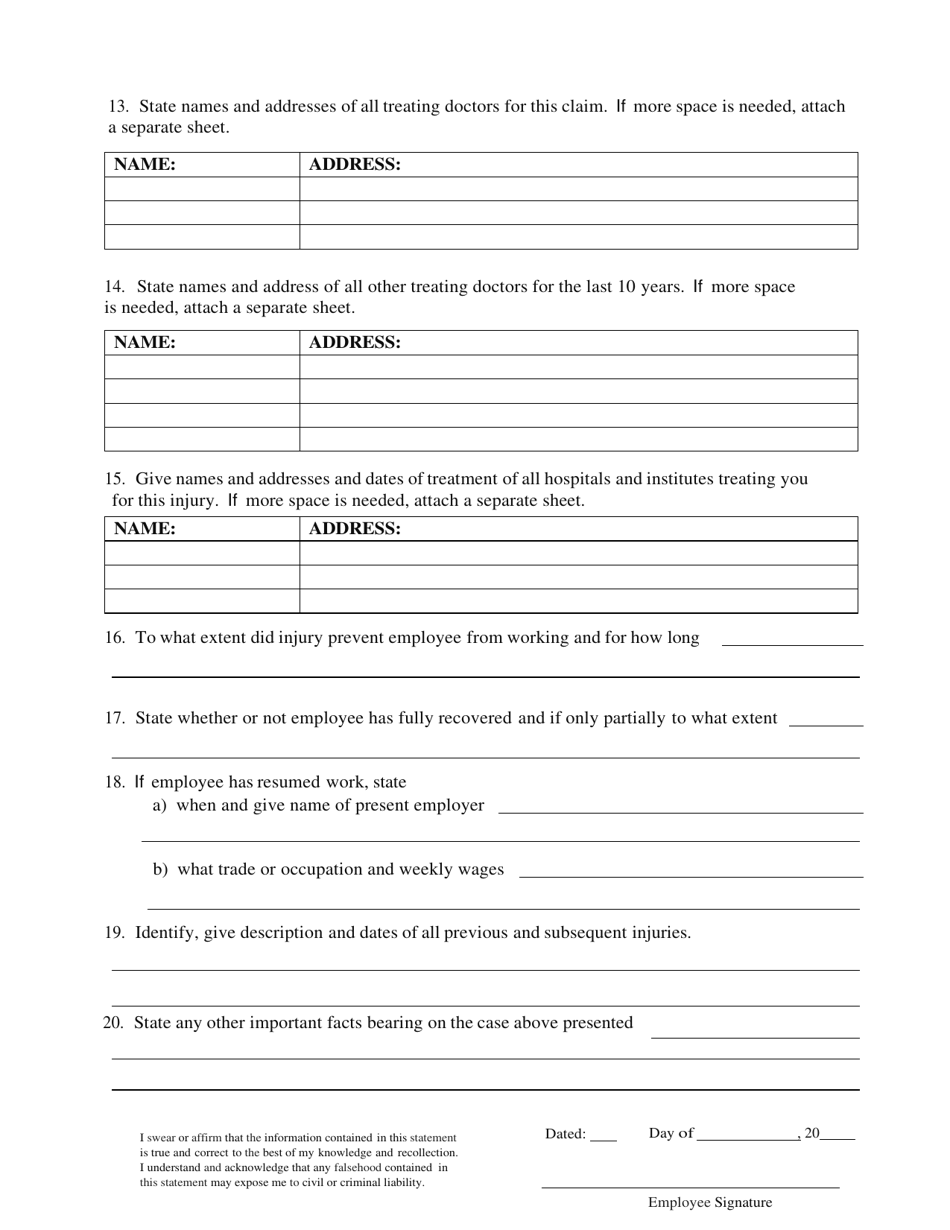 Petition to Determine Compensation Due to Injured Employee - Delaware, Page 3