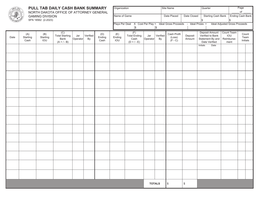 Form SFN18562  Printable Pdf