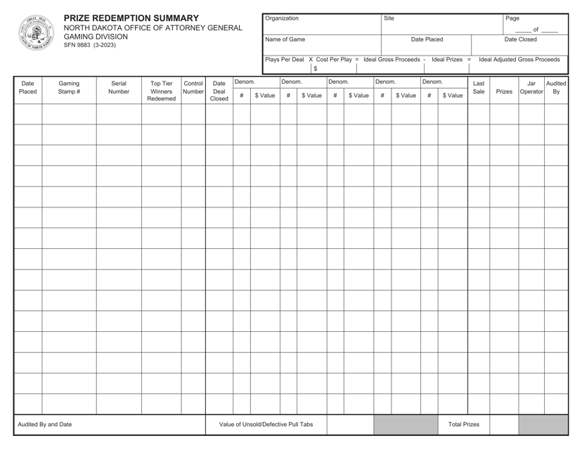 Form SFN9883  Printable Pdf