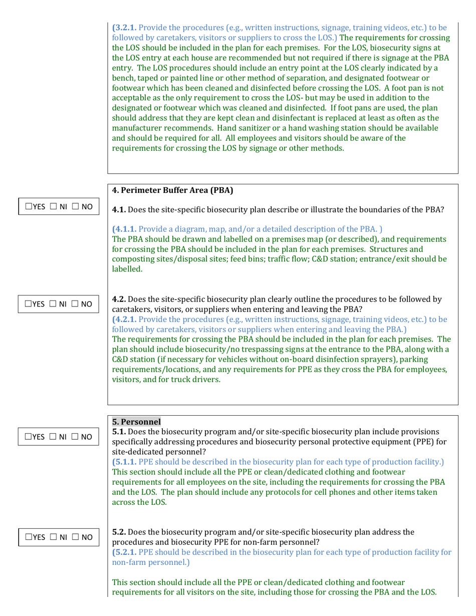 Npip Flock Biosecurity Plan Evaluation Checklist - Pennsylvania, Page 3