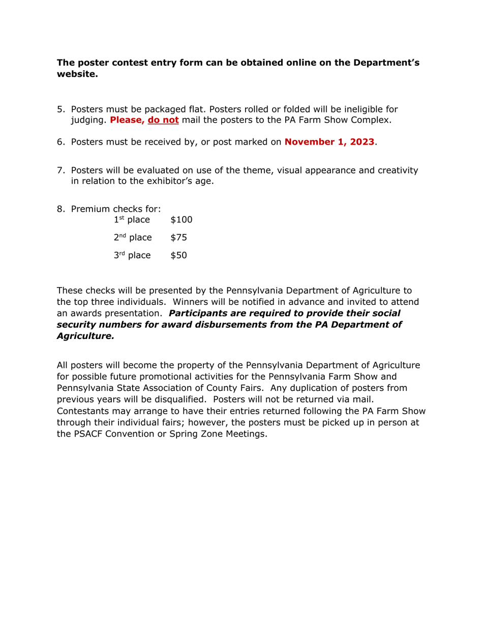 Poster Contest Entry Form for Pennsylvania Farm Show - Rooted in Progress - Fair Season Youth Poster Contest - Pennsylvania, Page 2