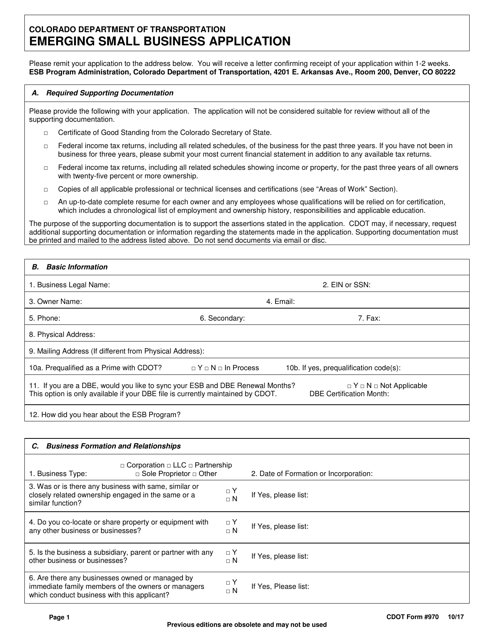 CDOT Form 970  Printable Pdf