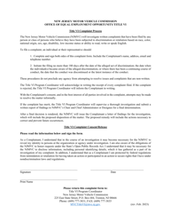 Title VI Non-discrimination Complaint Form - New Jersey, Page 2