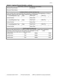 Form DBPR LA3 Application for Licensure: Endorsement - Florida, Page 3
