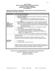 Form DBPR LA1 Application for Licensure: Examination - Florida
