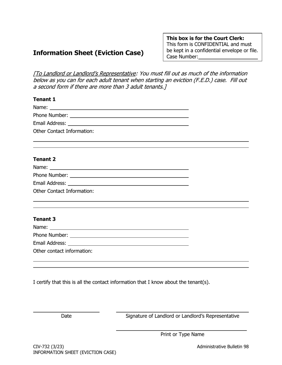 Form CIV-732 Information Sheet (Eviction Case) - Alaska, Page 1