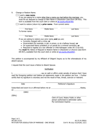 Form DR-200 Petition for Dissolution of Marriage: One Spouse - Alaska, Page 2