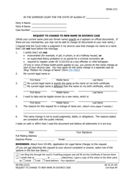 Document preview: Form DR-956 Request to Change to New Name in Divorce Case - Alaska