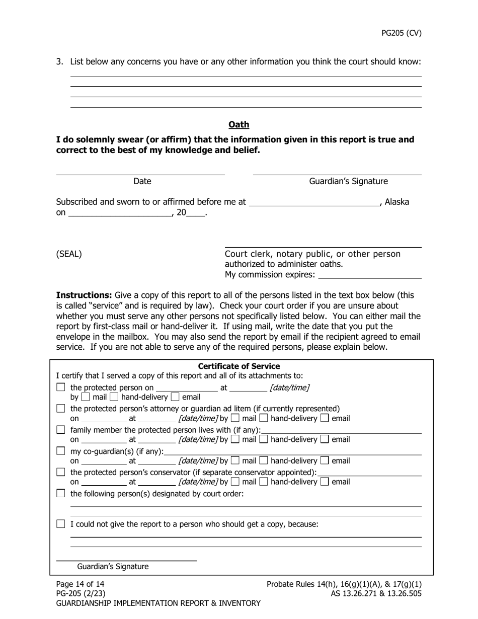 Form PG-205 Download Fillable PDF or Fill Online Guardianship ...