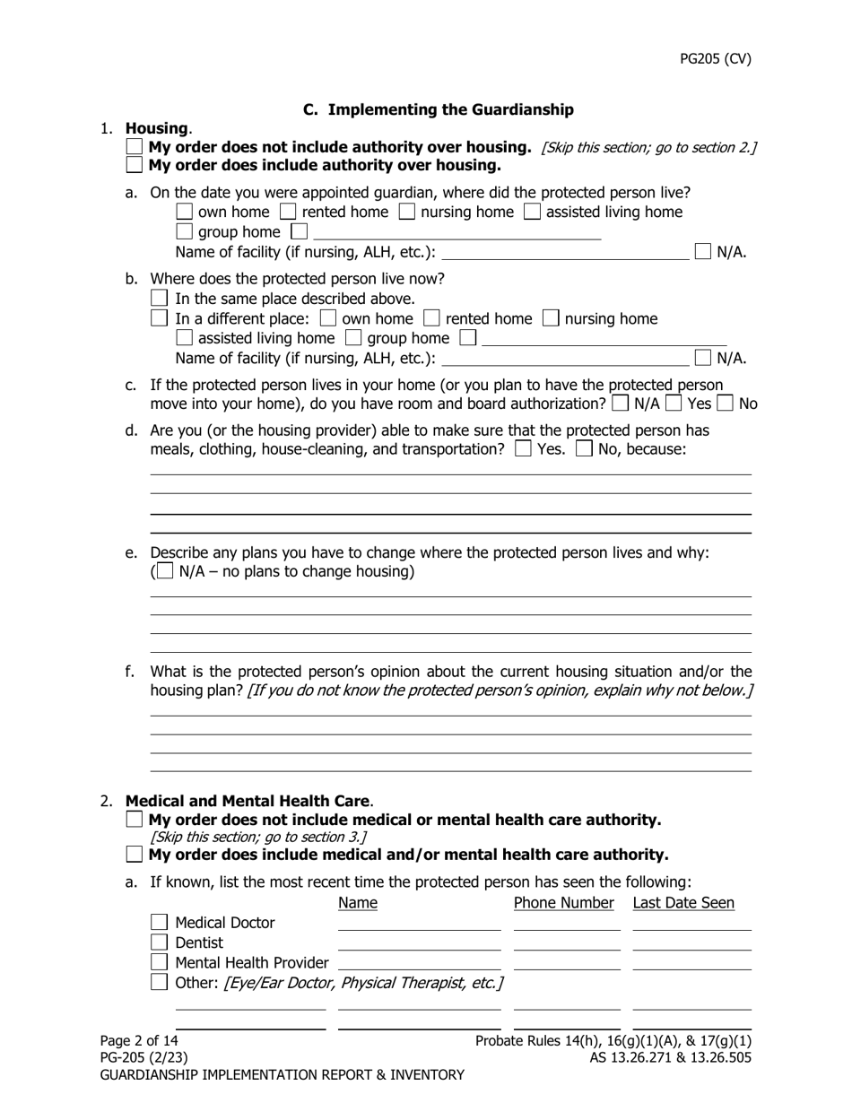 Form PG-205 Download Fillable PDF or Fill Online Guardianship ...