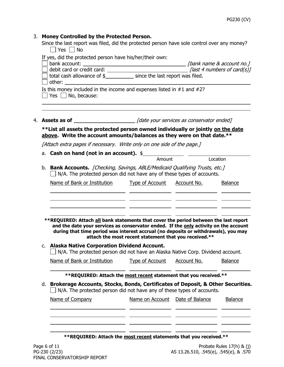 Form PG-230 Final Conservatorship Report - Alaska, Page 7