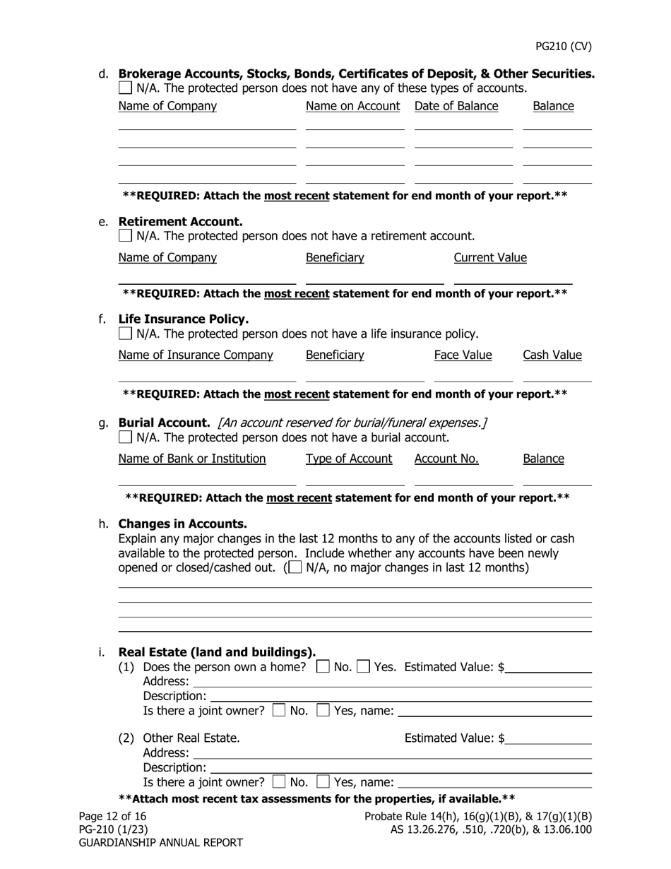 Form PG-210 Guardianship Annual Report - Alaska, Page 13