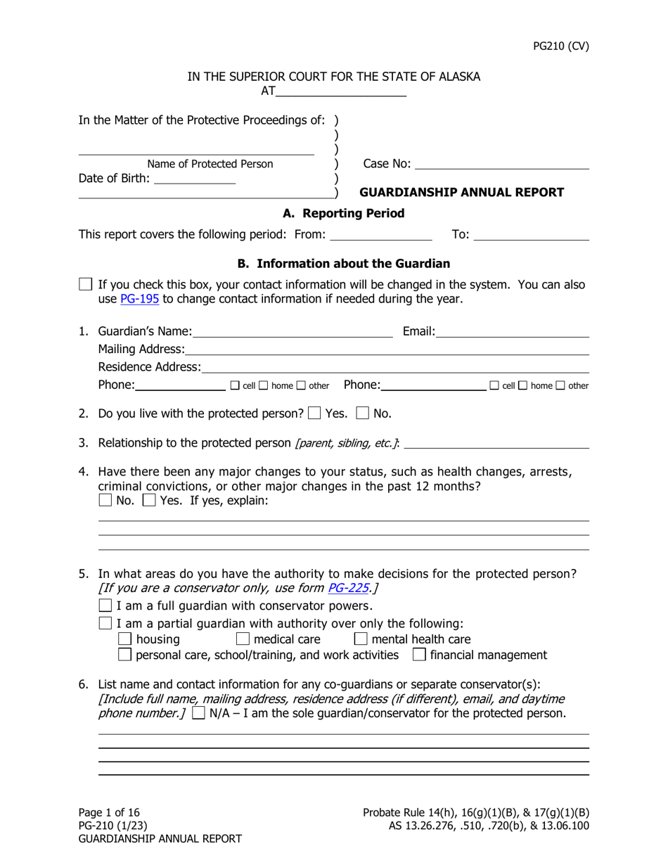 Form PG-210 Guardianship Annual Report - Alaska, Page 2