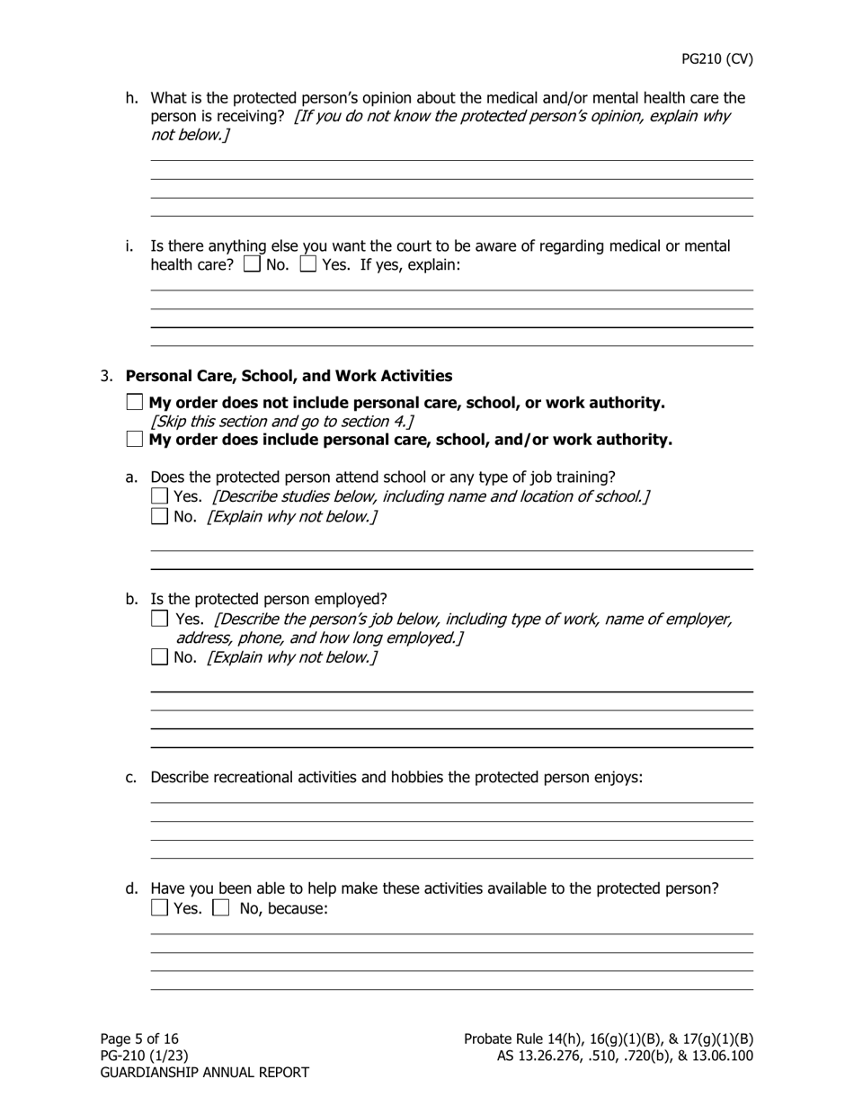 Form PG-210 Guardianship Annual Report - Alaska, Page 6