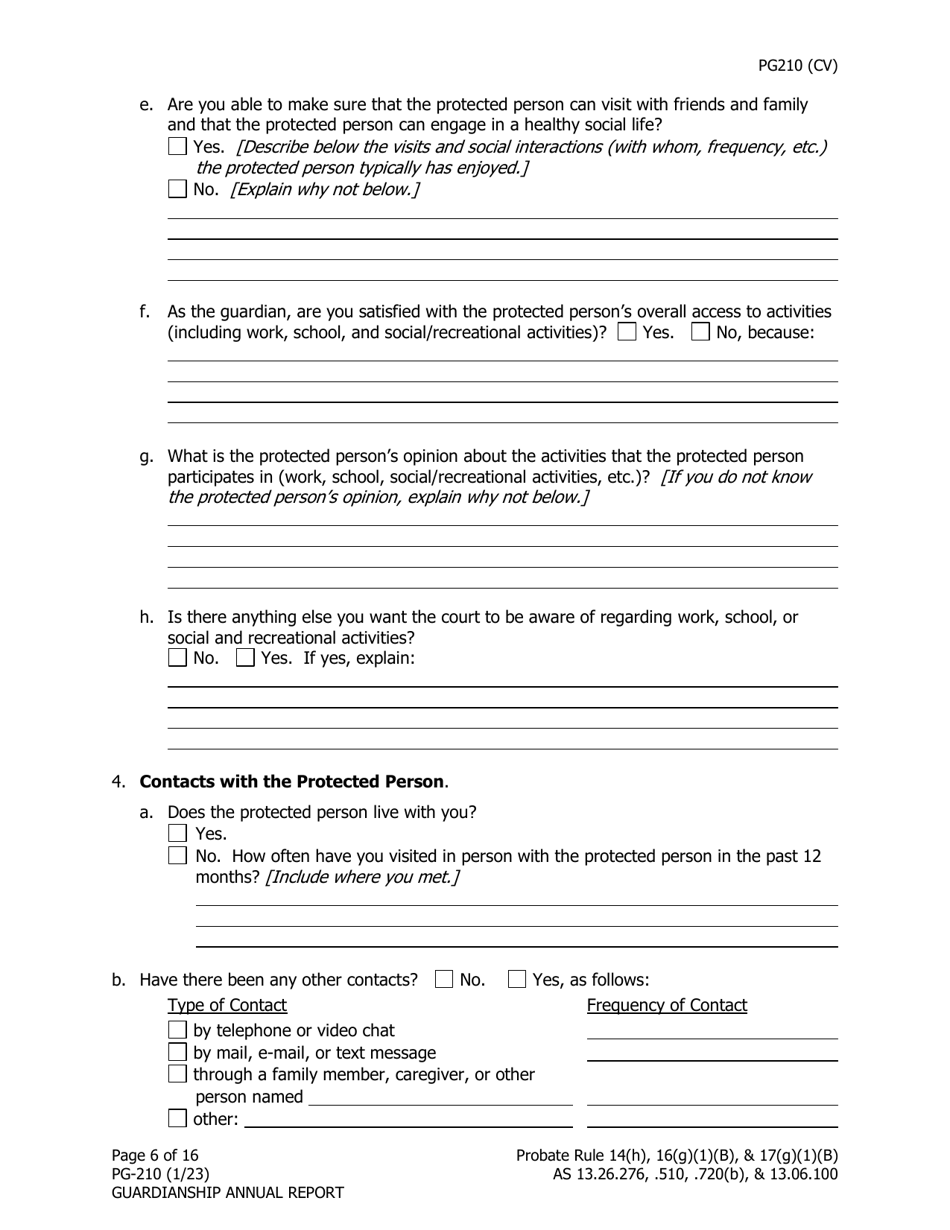 Form PG-210 Guardianship Annual Report - Alaska, Page 7