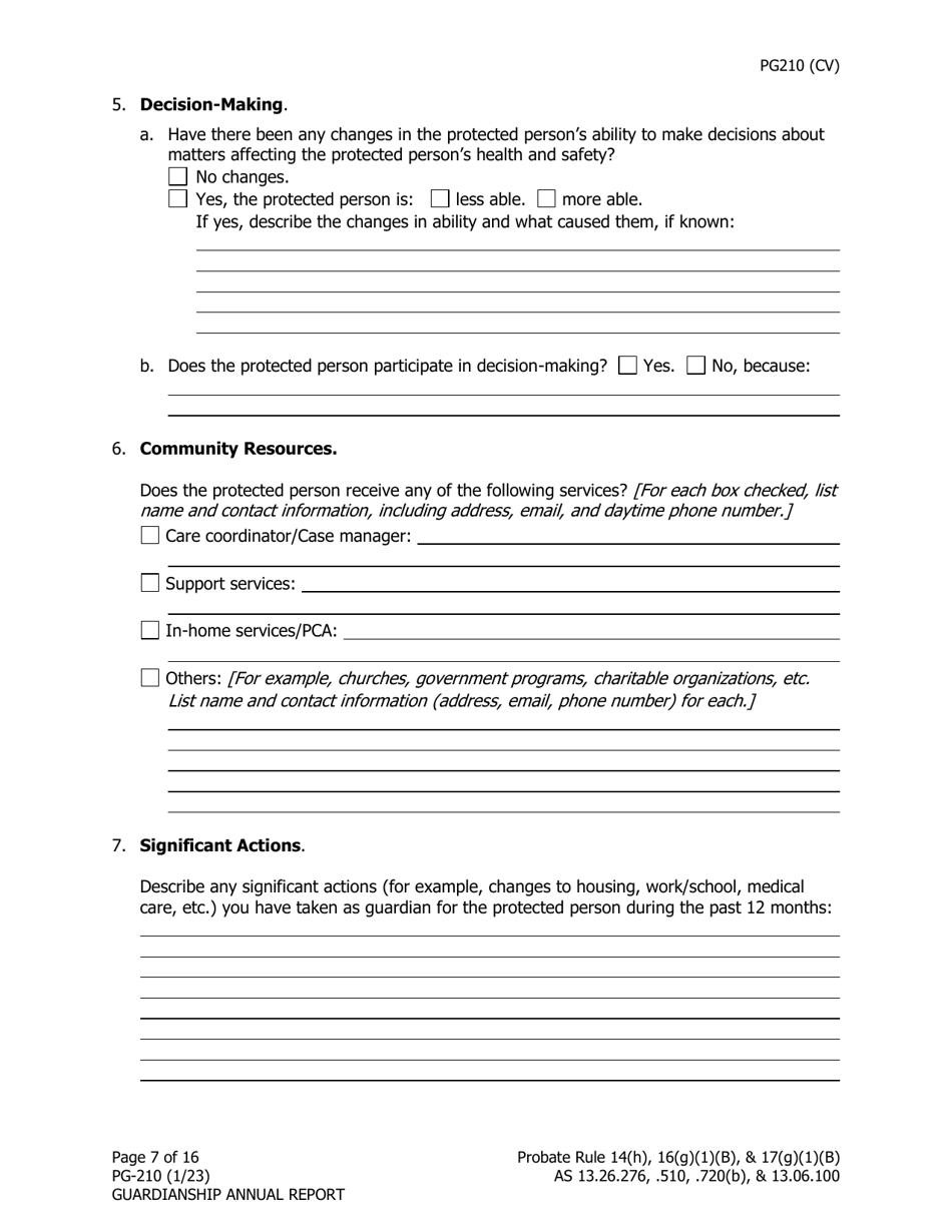 Form PG-210 Guardianship Annual Report - Alaska, Page 8