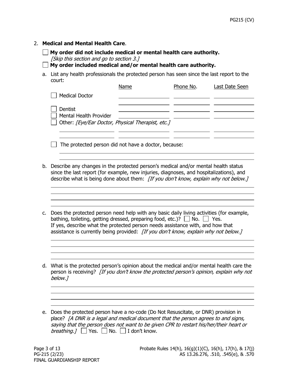 Form PG-215 Final Guardianship Report - Alaska, Page 4