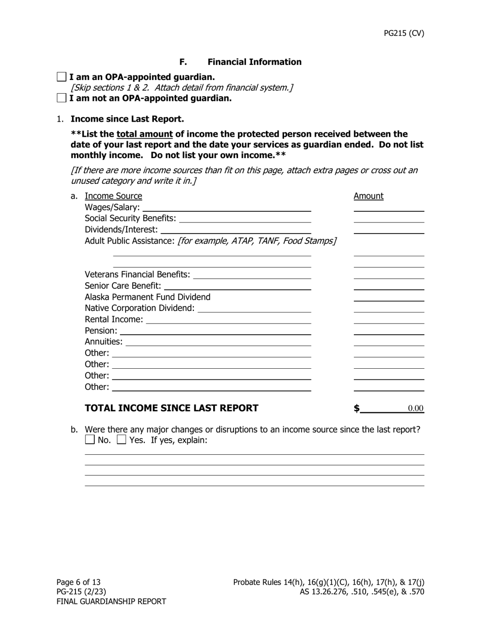 Form PG-215 Final Guardianship Report - Alaska, Page 7