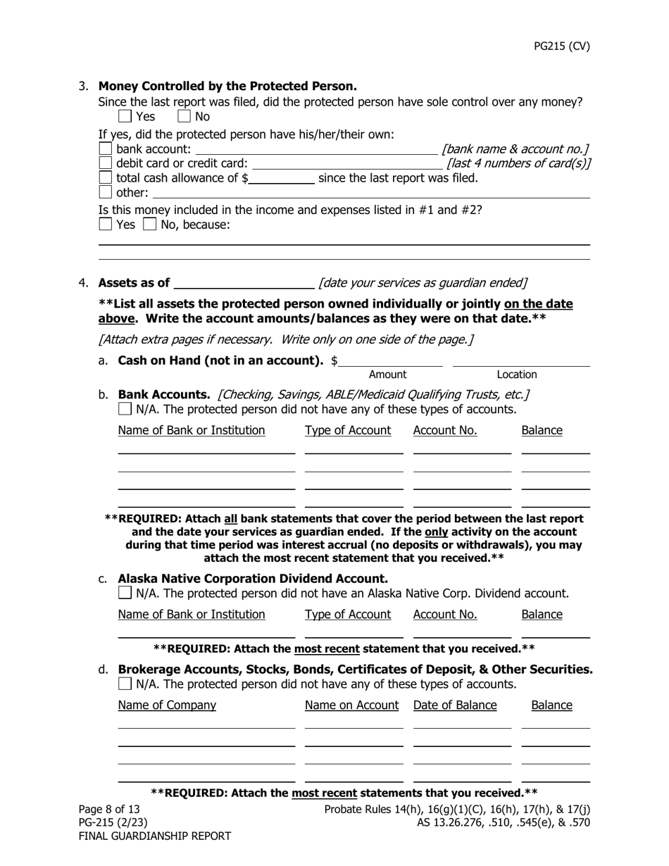 Form PG-215 Final Guardianship Report - Alaska, Page 9