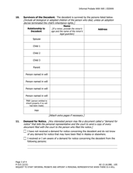 Form P-315 Request to Start Informal Probate and Appoint a Personal Representative When There Is a Will (Application for Informal Probate and Appointment of Personal Representative) - Alaska, Page 3