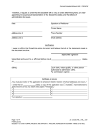 Form P-330 Request to Start Formal Probate and Appoint a Personal Representative When There Is No Will (Petition for Adjudication of Intestacy, Determination of Heirs, and Appointment of Personal Representative in a Formal Proceeding) - Alaska, Page 4