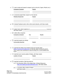 Form P-455 Affidavit of Reasonable - Investigation - Alaska, Page 2