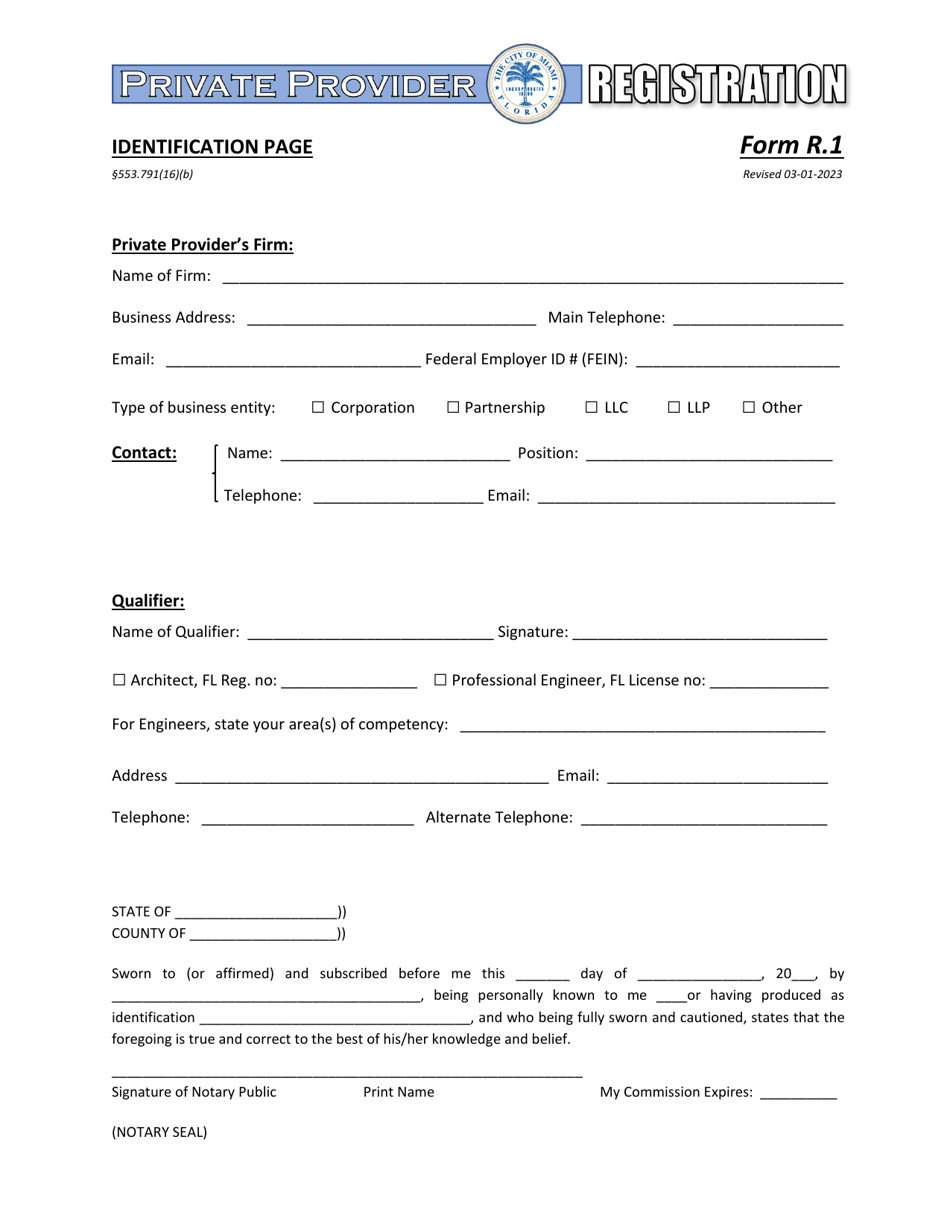 Form R.1 - Fill Out, Sign Online And Download Fillable Pdf, City Of 