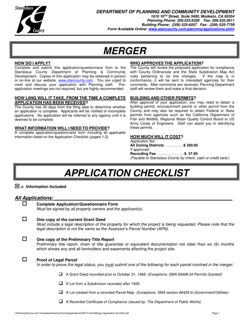 Merger Application - Stanislaus County, California