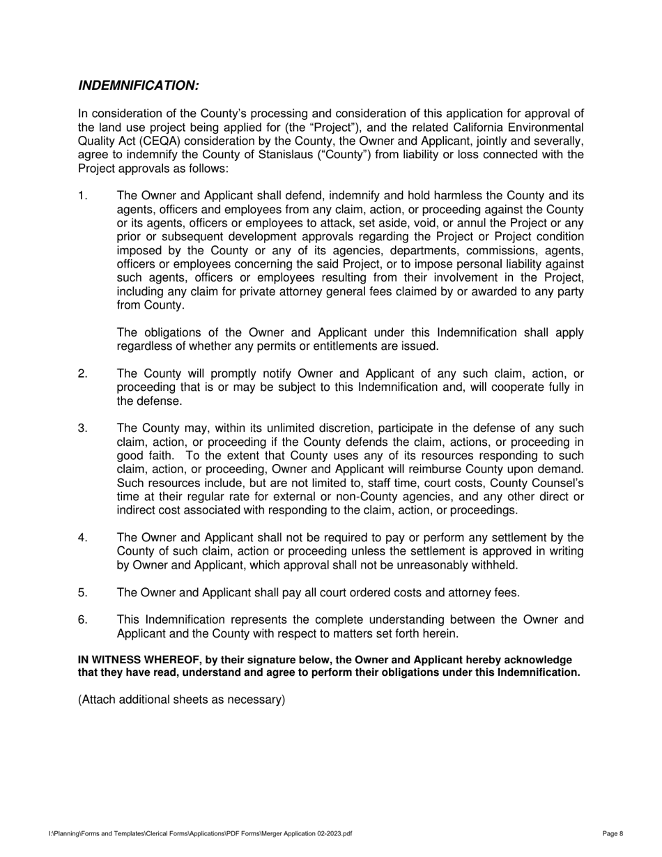 Merger Application - Stanislaus County, California, Page 8