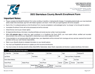 Document preview: Employee Benefit Enrollment Form - Stanislaus County, California, 2023