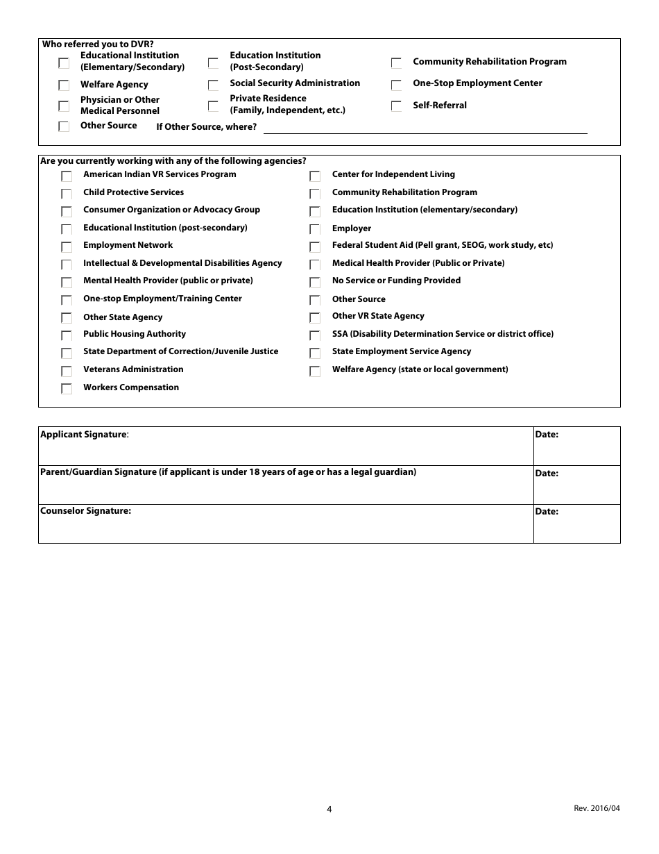 Application for Dvr Employment Services - Delaware, Page 4