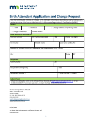 Document preview: Birth Attendant Application and Change Request - Minnesota