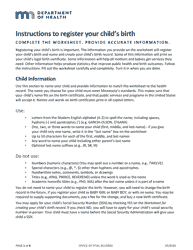Document preview: Worksheet for Creating Your Child's Birth Record - Minnesota