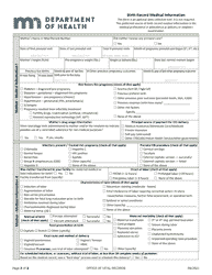 Birth Record Medical Information - Minnesota, Page 2