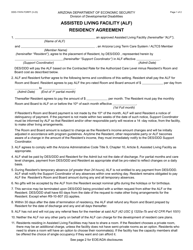 Form DDD-1747A Assisted Living Facility (Alf) Residency Agreement - Arizona