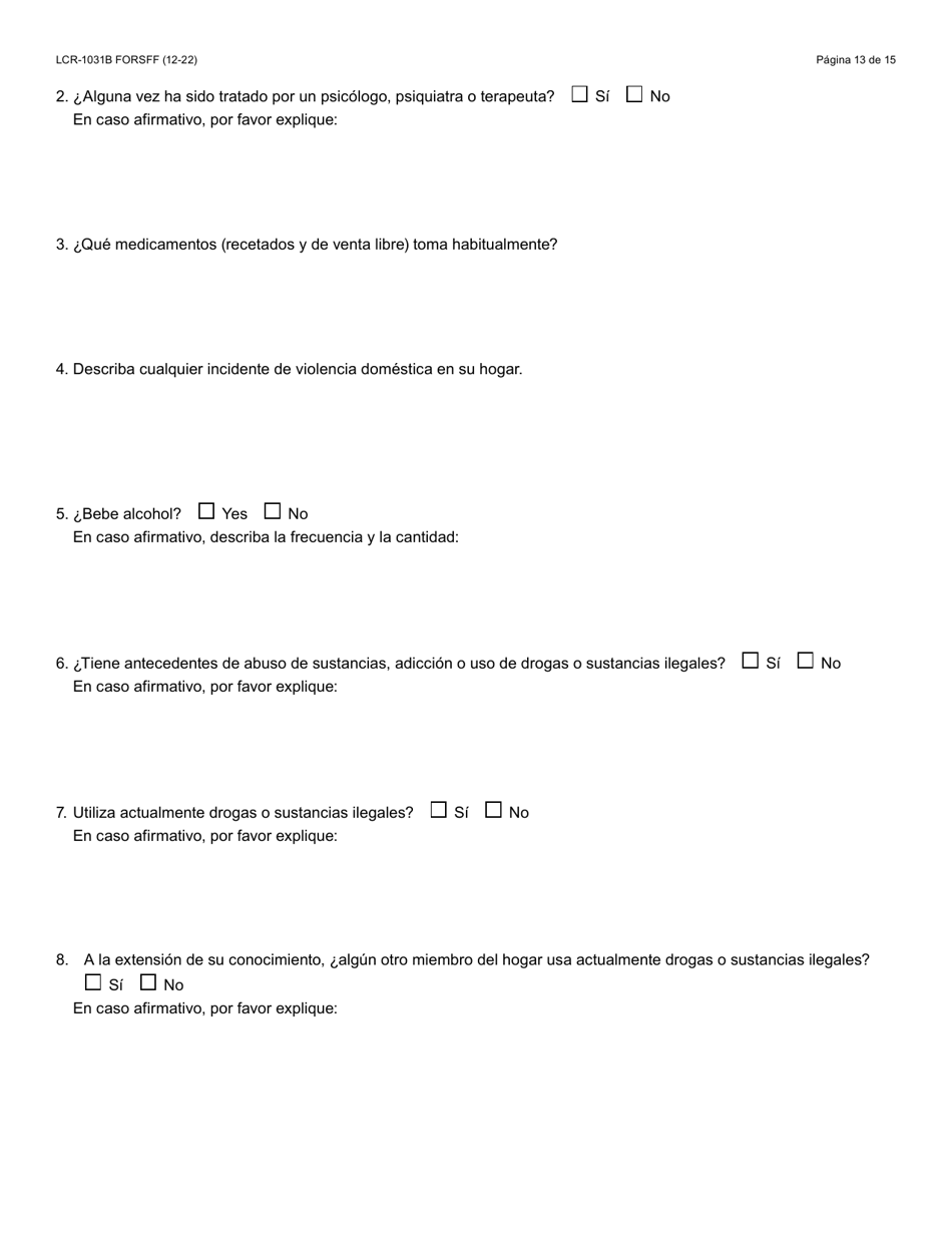 Formulario LCR-1031B-S Hogar De Desarrollo Para Menores O Adultos Guia De Evaluacion Del Cuidador - Arizona (Spanish), Page 13