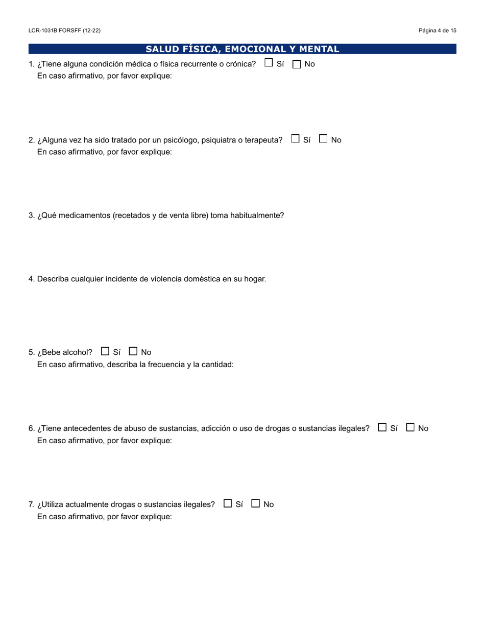 Formulario LCR-1031B-S Hogar De Desarrollo Para Menores O Adultos Guia De Evaluacion Del Cuidador - Arizona (Spanish), Page 4